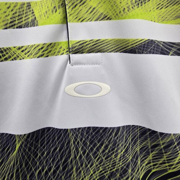 Oakley Polo Shirt Mens XXL Aero Stripe Mashie Golf Performance Green Gray White - Picture 7 of 11